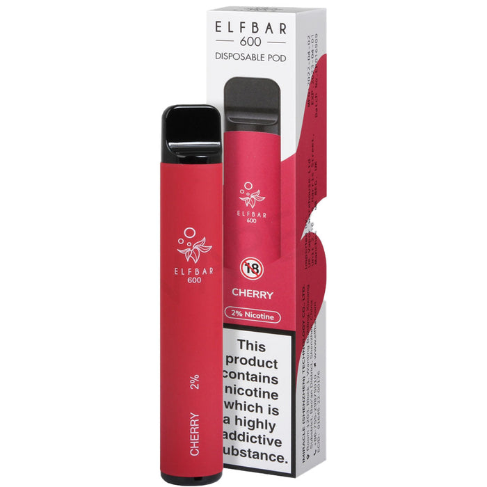 Elf Bar Disposable Pod Device 600 Puffs 2%  Elf Bar 20mg Cherry 