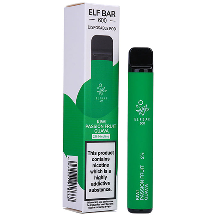 Elf Bar Disposable Pod Device 600 Puffs 2%  Elf Bar 20mg Kiwi Passion Fruit Guava 